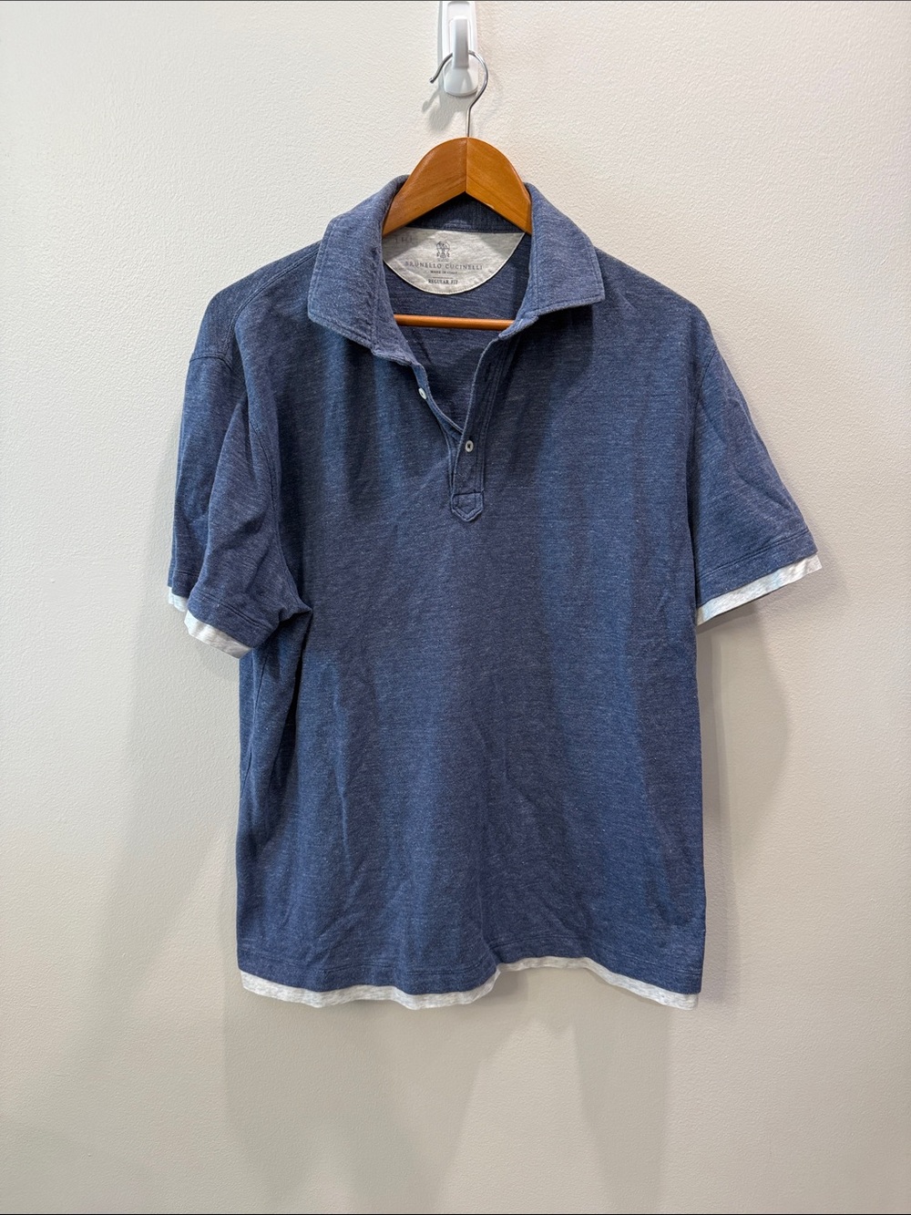 Brunello Cucinelli Men’s Blue Layered Polo Italian Sz 56 (US XL)